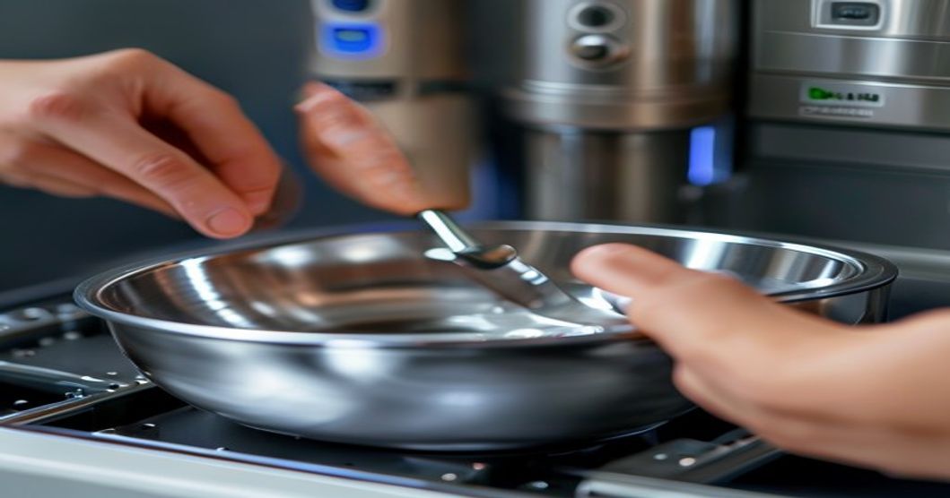 stainless steel bowl detail on automatic cat feeder showing durability