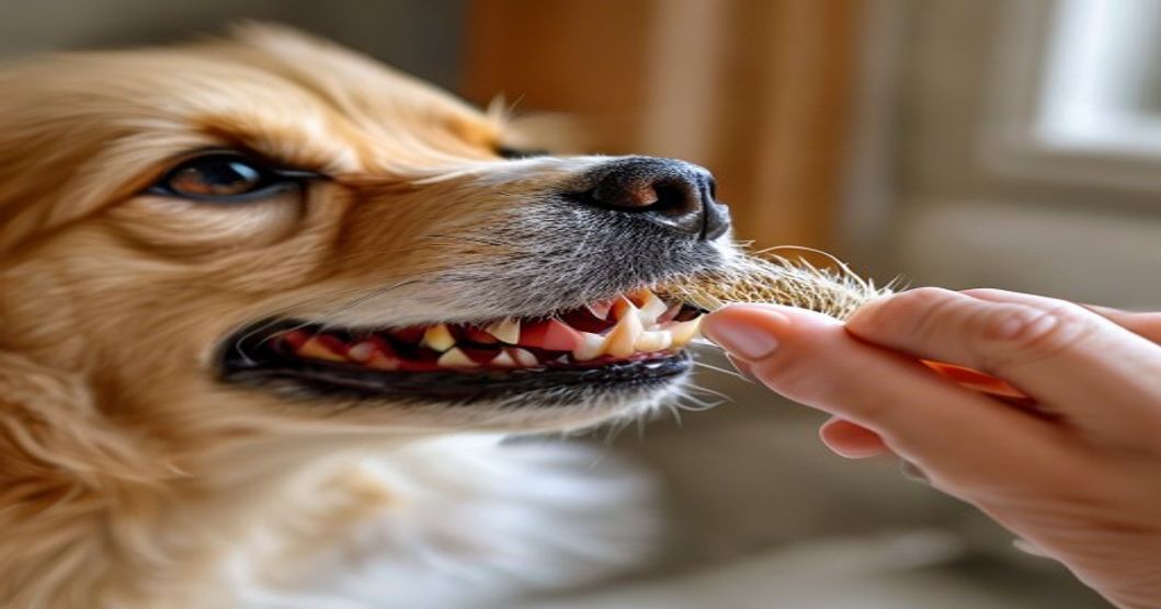 using a finger brush with enzymatic dog toothpaste for tartar removal