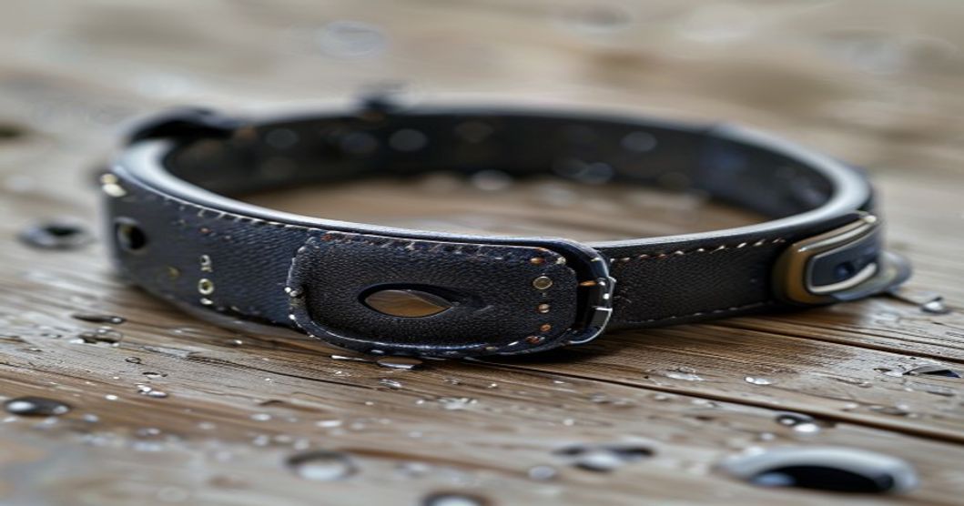 waterproof dog collar close-up showing buckle and reflective details